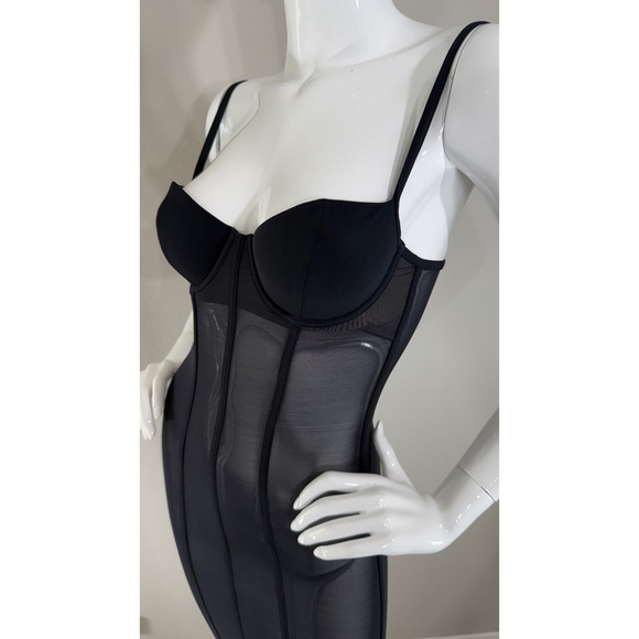 Victoria's Secret Very Sexy Black Mesh Corset Dress Bodycon Mini 34B - Picture 6 of 11
